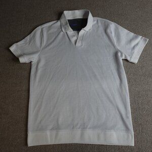 Twillory Polo Shirt Small White Solid Knit Sweater Jacquard Athleisure